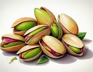 pistachios isolated on white background made with generative ai