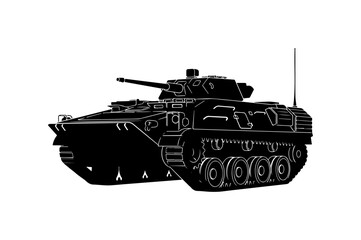 Fototapeta premium Black Vector Silhouette Military Tank Graphic