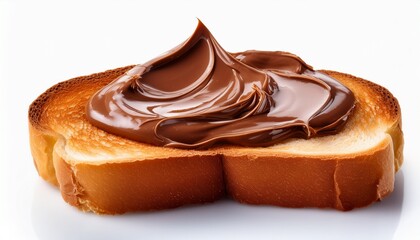 toasts with chocolate butter isolated on white background made with generative ai