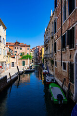 View of the canals of Venice (Italy)