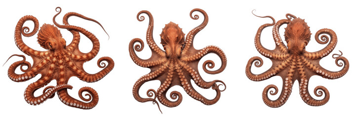 Giant Pacific octopus isolated on white background, Enteroctopus dofleini, North Pacific giant octopus, 大王烏賊, deep sea cephalopod, tentacle marine animal, soft-bodied octopus, ocean wildlife photo, oc © dakarid