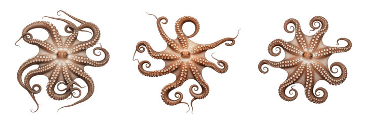 Octopus isolated on white background, common octopus, Octopus vulgaris, Pacific octopus, 海蛸, underwater cephalopod, soft-bodied marine animal, ocean wildlife photo, tentacle closeup, deep sea octopus © dakarid