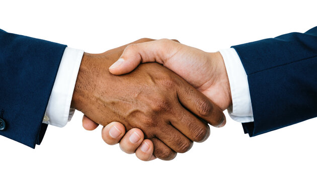 Diverse handshake PNG isolated on transparent background, business agreement between two people with different skin tones, partnership and collaboration