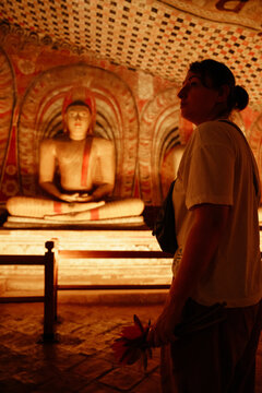 Woman inside Buddhist Temple
