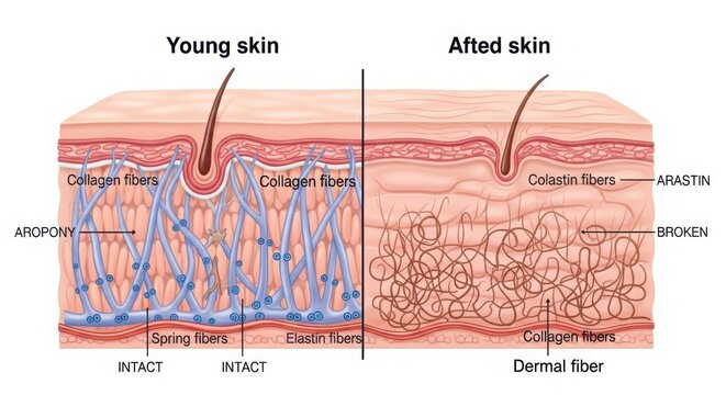 Comparison of young skin and aged skin structures