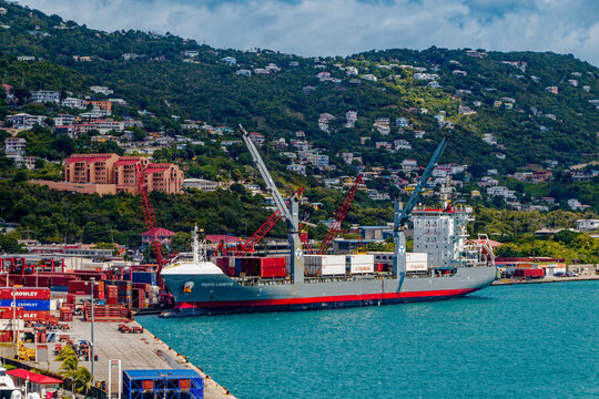 Cargo Ship at Port in St. Thomas