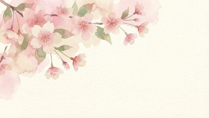 水彩紙の温かみのある質感に、淡いピンクの桜がふんわりと咲き誇るグラフィックです。透き通るような色彩のにじみが、見る人に深い安らぎと希望を与えます。春のキャンペーンや新たな成長、調和を伝えるメッセージカードなどの用途に美しく寄り添います。
