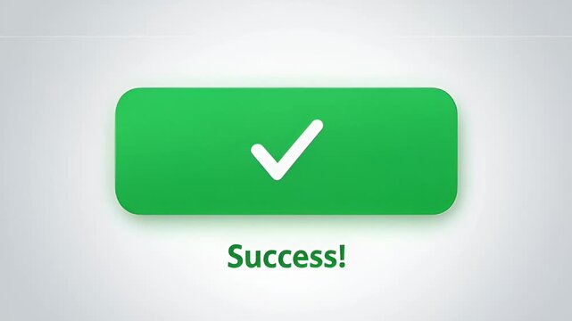 Success confirmation with a green button and check mark conveying achievement