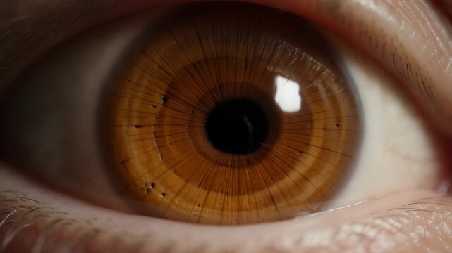 Macro shot of human eye pupil dilating and constricting in detail