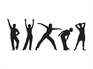 Fototapeta premium Man and woman silhouettes collection walking standing dancing poses Vector Illustration Isolated on White Background