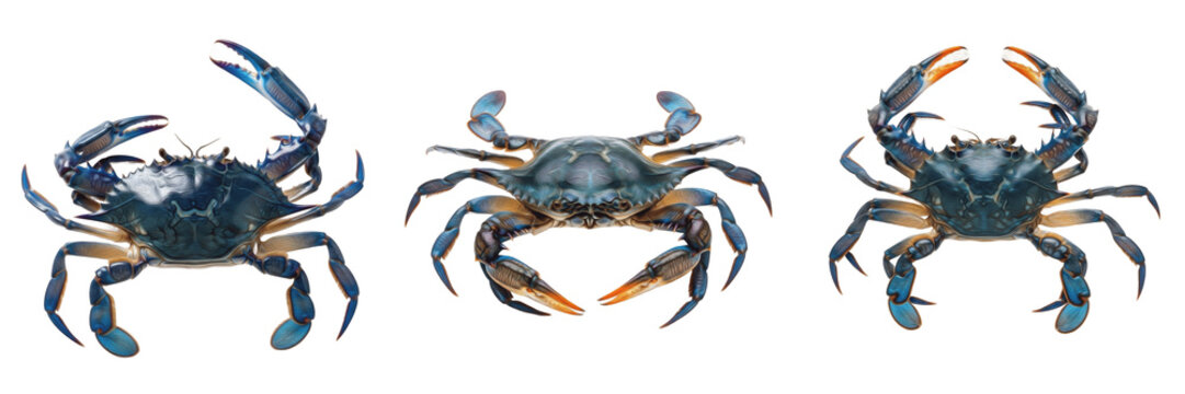 Blue crab isolated on white background, Callinectes sapidus, marine blue crab, underwater crab photography, soft-bodied marine animal, ocean wildlife photo, tentacle closeup, crab macro, ocean ecosyst