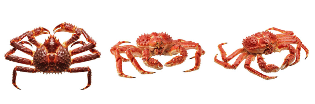 King crab isolated on white background, Paralithodes camtschaticus, Alaskan king crab, marine crustacean, underwater crab photography, soft-bodied marine animal, ocean wildlife photo, crab closeup, oc