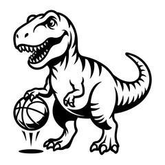 Naklejka premium T-Rex Dribbling Basketball