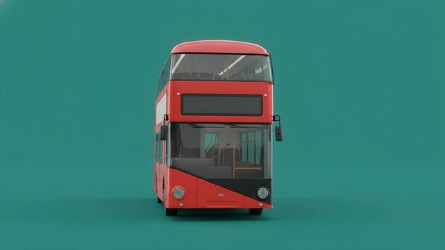 Modern Red Double Decker Bus Front View for Public Urban Transportation and Tourism