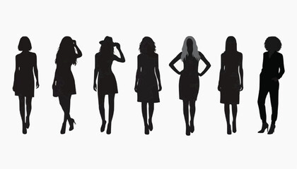 group of business people Female Silhouettes Vector Collection &ndash; Women Figure Shadow Shapes Set