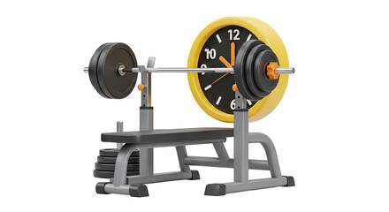 Weightlifting Bench with Barbell and Clock