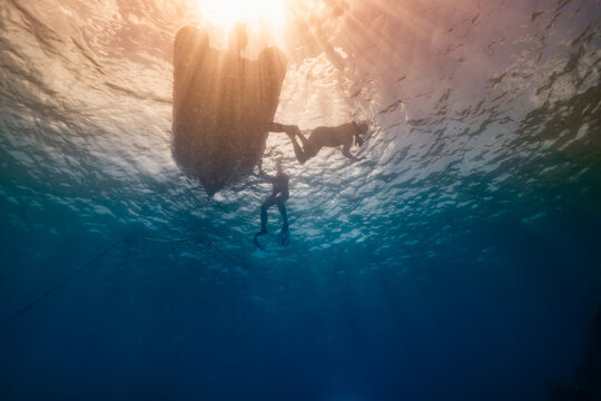 Snorkeling from Dinghy at Coral Reef in Caribbean BVI