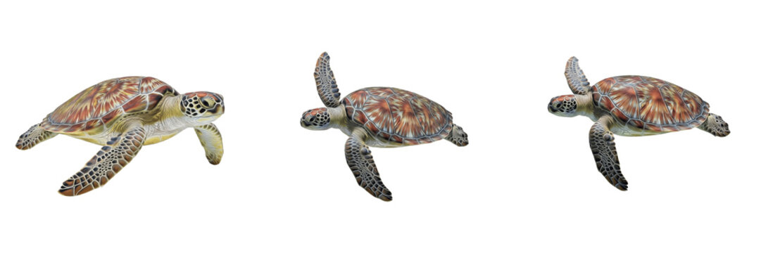 Sea turtle isolated on white background, Cheloniidae, marine turtle, underwater turtle photography, soft-bodied marine animal, ocean wildlife photo, turtle closeup, ocean ecosystem, marine reptile