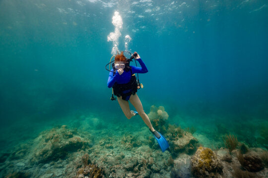 Scuba Diving Descent in Caribbean at the Indians BVI