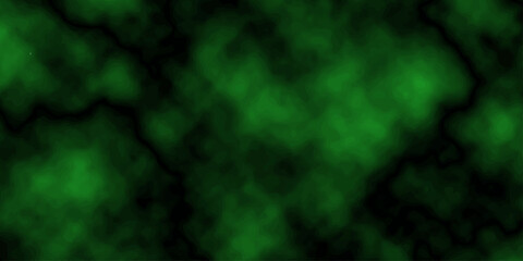 Green abstract smoke background with dark blue texture, bright orange flame patterns, and a galaxy design featuring a light explosion across the black space of a stormy sky © MRIDUL