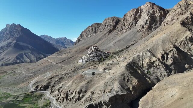 Key Monastery Perched on Mountain in Spiti Valley Himachal Pradesh