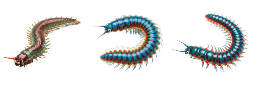 Sea worm isolated on white background, Polychaeta, marine polychaete worm, ocean invertebrate, underwater worm, marine wildlife, worm closeup, ocean ecosystem, aquatic invertebrate, worm macro