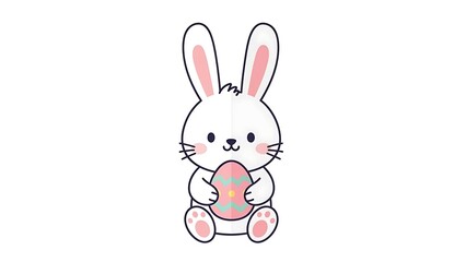 Obraz premium Cute cartoon bunny holding a pink object
