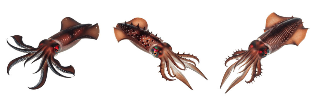 Vampire squid isolated on white background, Vampyroteuthis infernalis, deep sea squid, mesopelagic cephalopod, ocean wildlife, marine squid, deep sea animal, squid closeup, ocean ecosystem, aquatic
