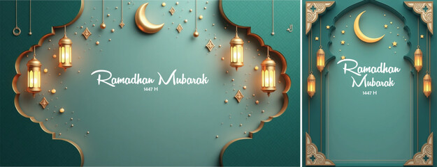 elegant islamic ramadan celebration background, Ramadhan kareem background for banner & social media template  © Ftch.
