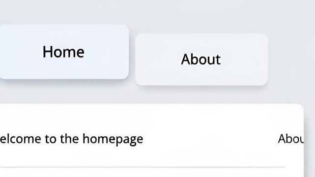 Clean website navigation with home about buttons and homepage welcome message