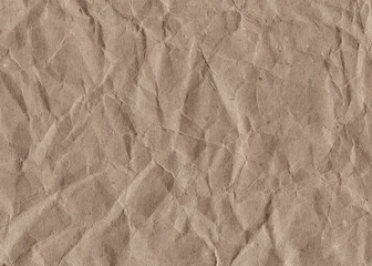 Obraz premium Old crumpled brown paper texture. Wrinkles and folded cardboard paper template background.