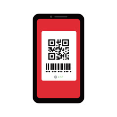 鮮やかなカラーのスマホ決済画面イラスト   QRコード・バーコード・キャッシュレス支払い・モバイルアプリ © いらもり