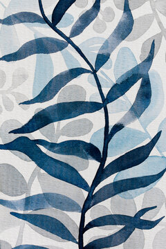 Botanical leaves flowers painting