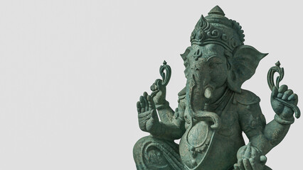 Fototapeta premium Antique Green Ganesha Statue Isolated 3d render.
