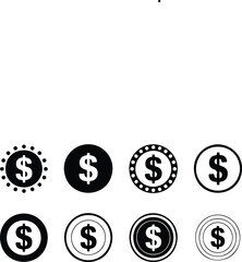 Dollar & Currency Icon Set  Coins, Bills, and Financial Symbols