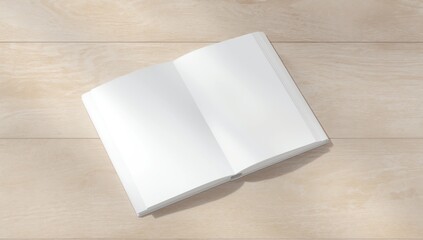 Fototapeta premium Two Blank A4 size book cover mockup template with page front side on white surface on wood table 