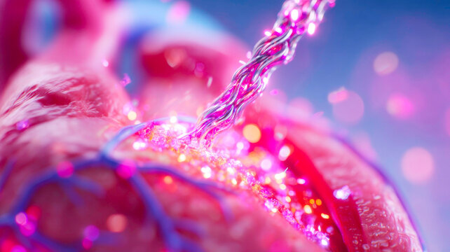 Medical Illustration of Heart Stent Procedure for Cardiovascular Health and Surgery Education