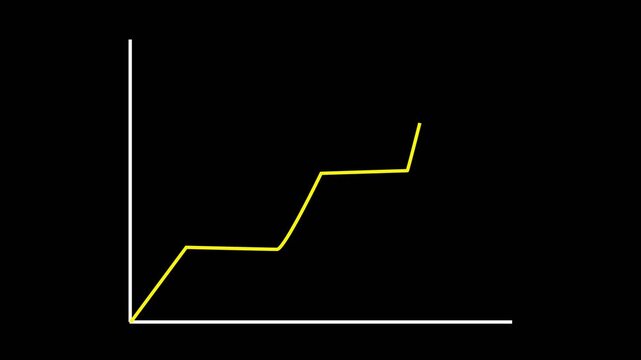 Simple Yellow Line Graph with Axes on Black Background chart data. Minimalist yellow line chart showing trends along axes, sleek abstract representation of data visuals.