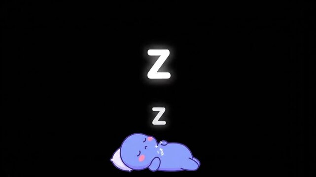 Adorable Sleepyhead Resting Deeply with Zzzs on a Black Background