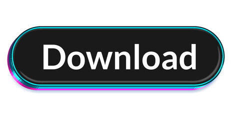 Download Button &ndash; Black 3D Neon Frame UI Download Action Button with Cyan and Pink Glow Isolated on Transparent Background png