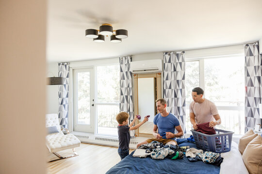 Son Helps His Dads With Laundry