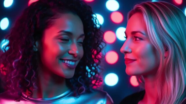 Two Women Sharing Intimate Moment Together.