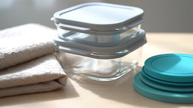 Reusable glass food storage containers for a sustainable zero waste lifestyle.