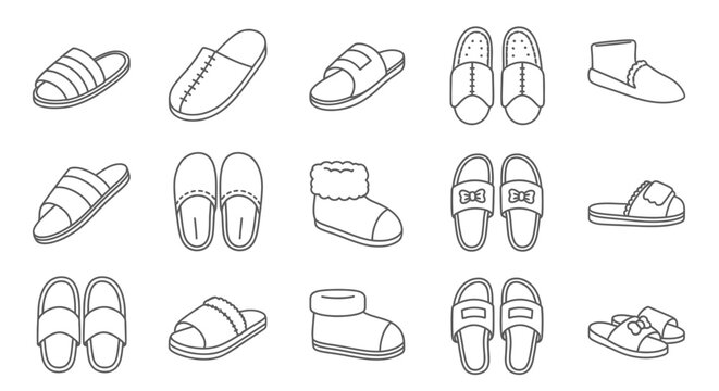 Collection of Various Sandal Illustrations.