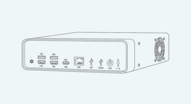 Network Server Device with Various Ports.