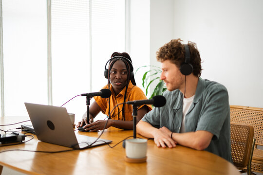 Podcasters Record In Studio Together
