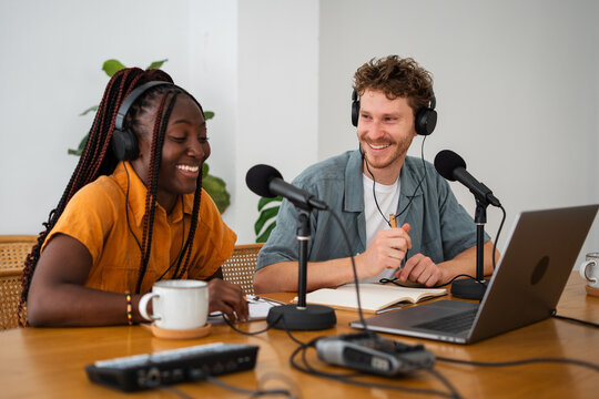 Colleagues Recording Podcast Together