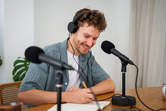 Colleagues Recording Podcast Concept