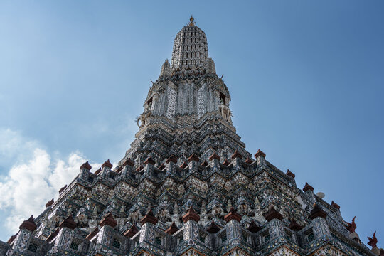 Indra riding the three-headed Erawan elephant on the central Prang of Wat Arun, Bangkok