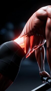 Detailed anatomical illustration of human abdominal obliques and serratus anterior muscles engaged during exercise highlighting muscle fibers and